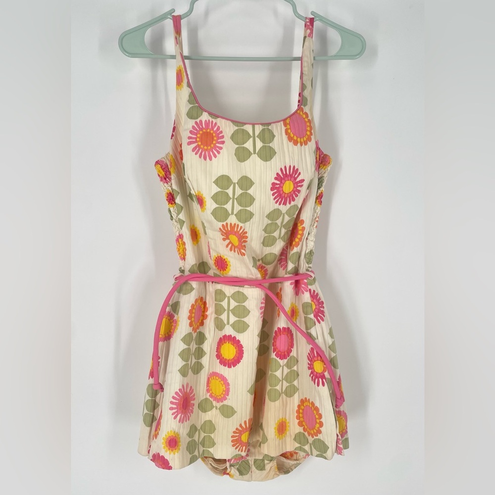 50s / 60s Mod Flower Print One Piece Swimsuit With Bloomer Bottoms - Picture 2 of 13